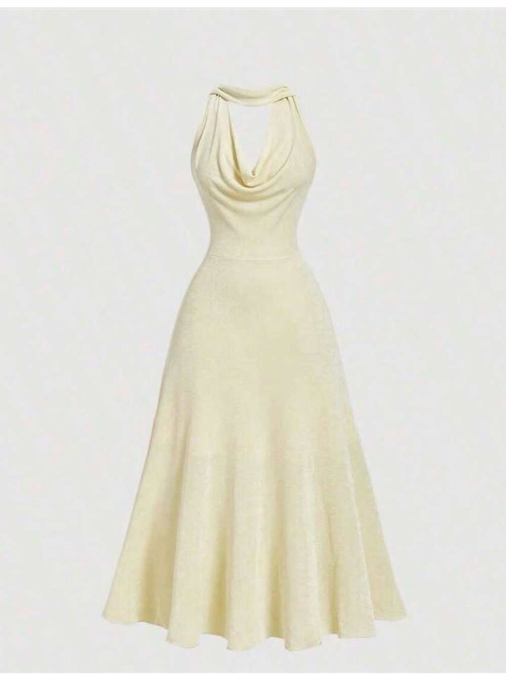 Elegant light yellow Halter Cowl Maxi Dress - Picture 2 of 3
